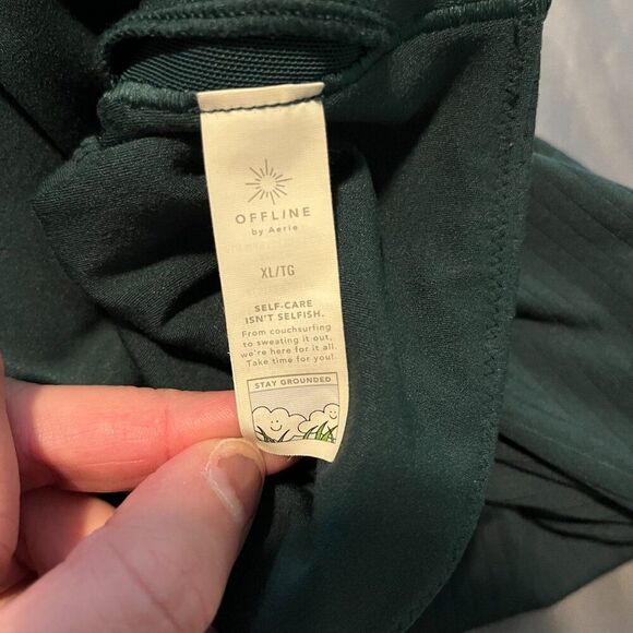 Women's XL Aerie OFFLINE Green LS Crop - Picture 6 of 9